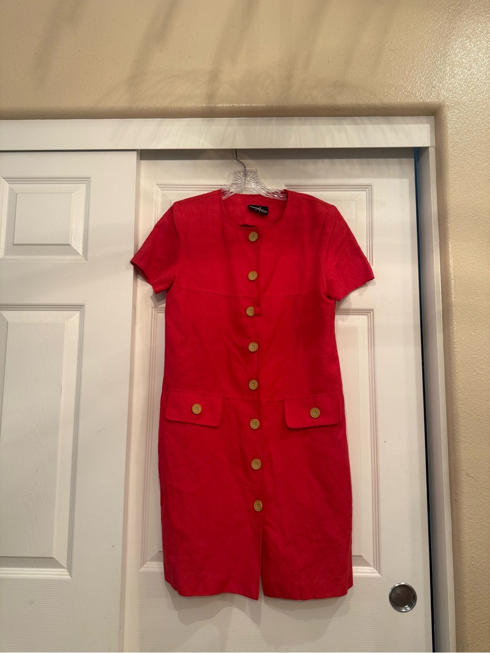 Positive Attitude Bright Red Button-Front Mini Dress